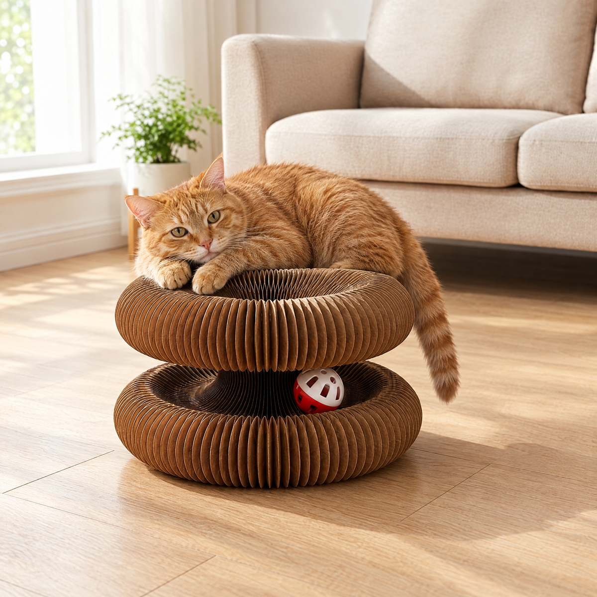 Foldable cardboard cat scratcher – lifestyle photo 3