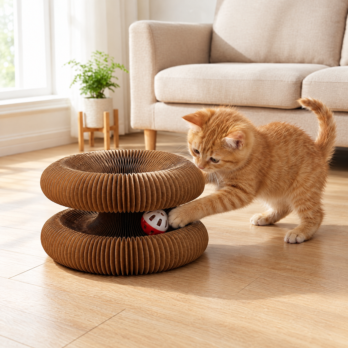 Foldable cardboard cat scratcher – lifestyle photo 2