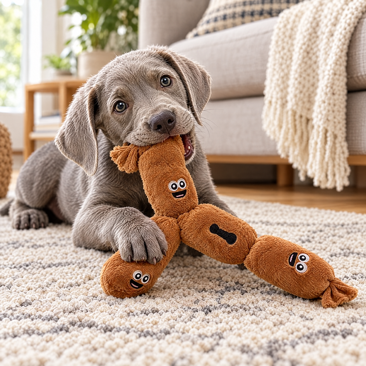 Squeaky plush dog toy – lifestyle photo 2