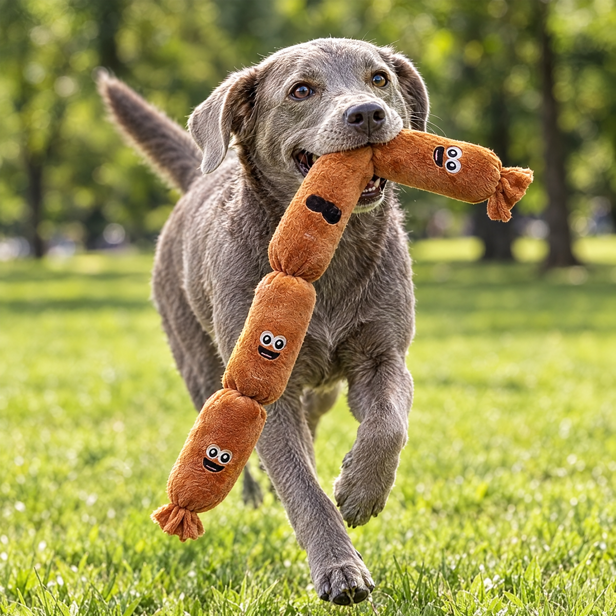 Squeaky plush dog toy – lifestyle photo 1