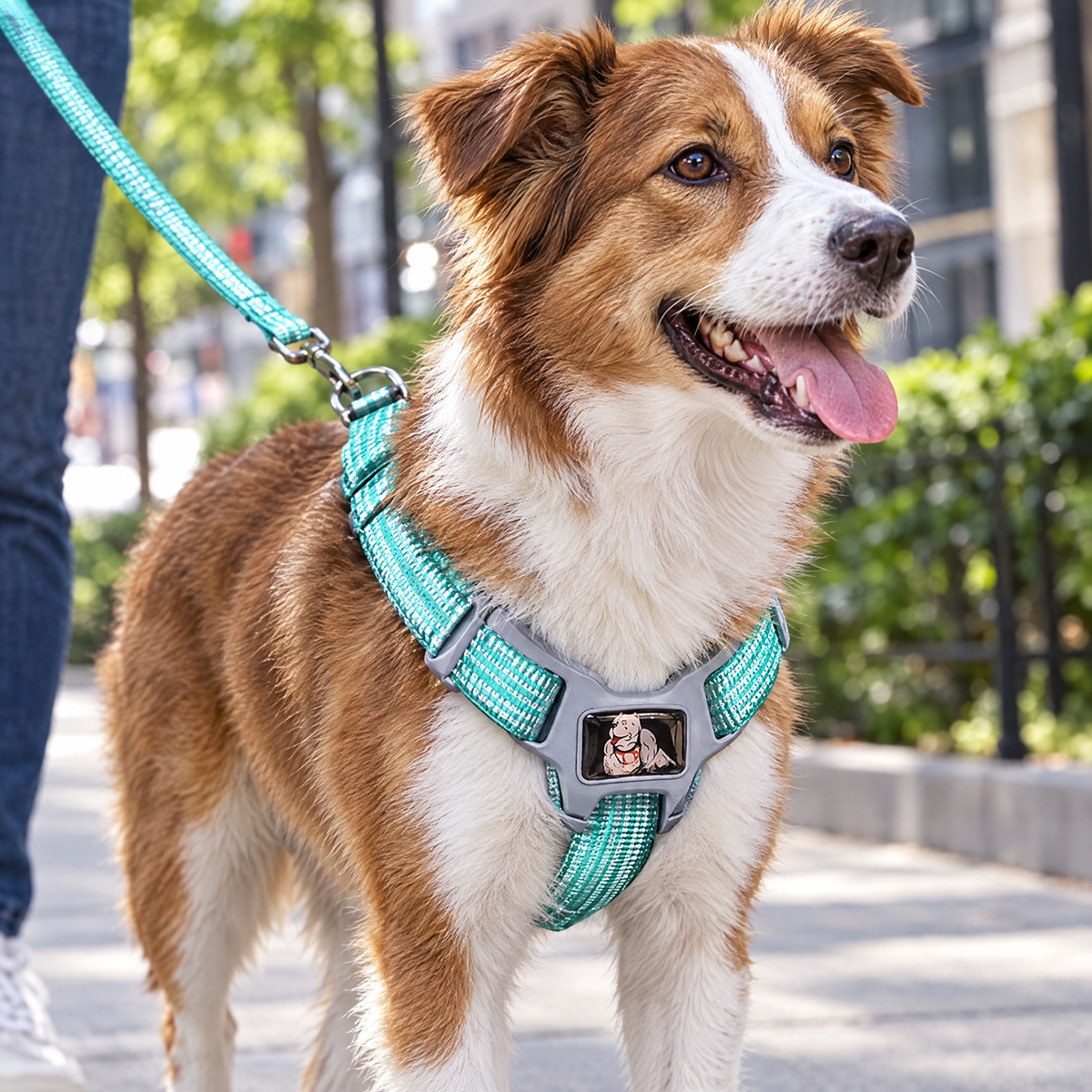 Reflective dog chest harness – lifestyle photo 1