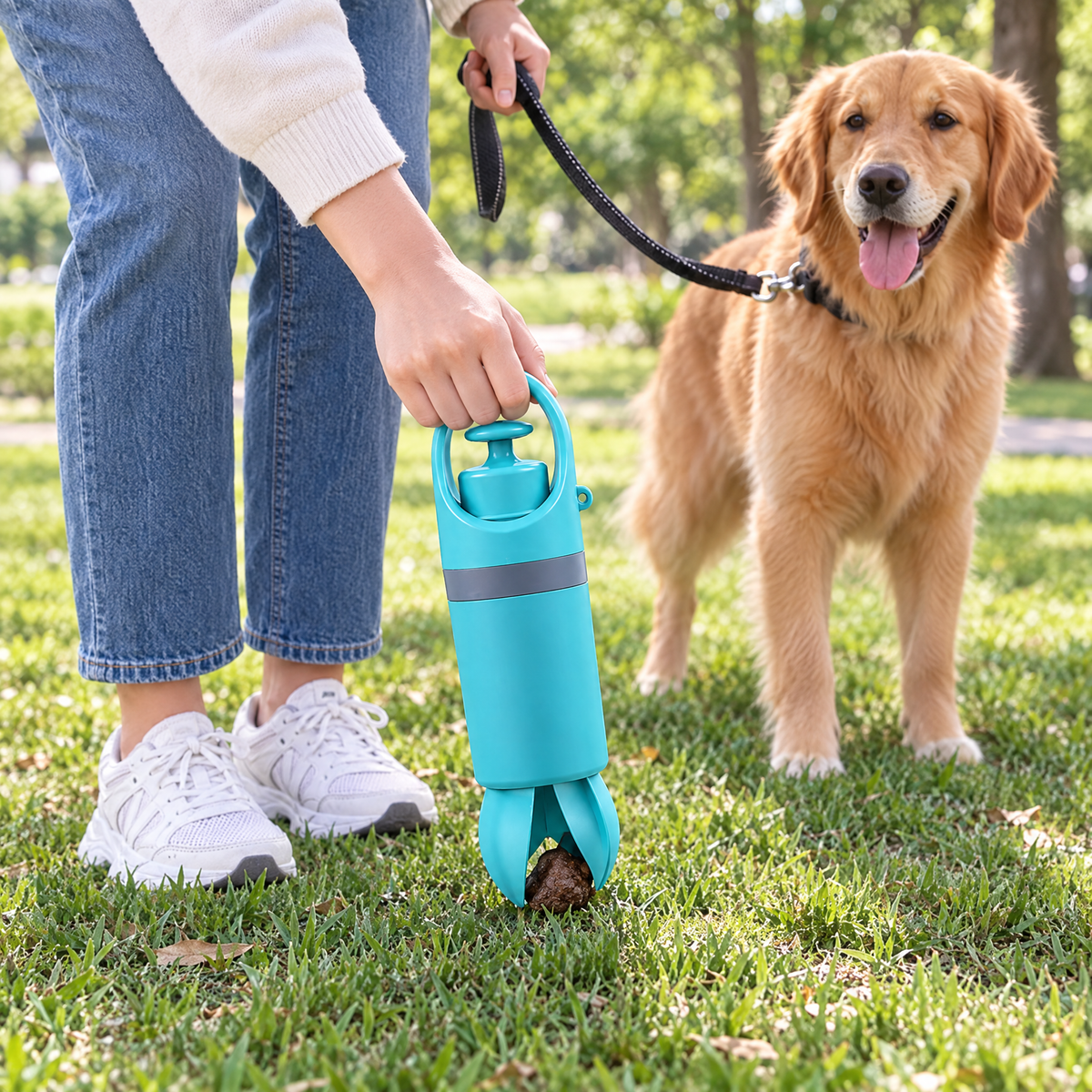 Poop scooper with bag dispenser – lifestyle photo 1