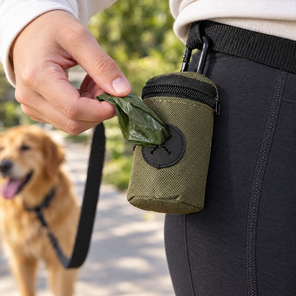 Poop bag holder waist pouch – lifestyle photo 2