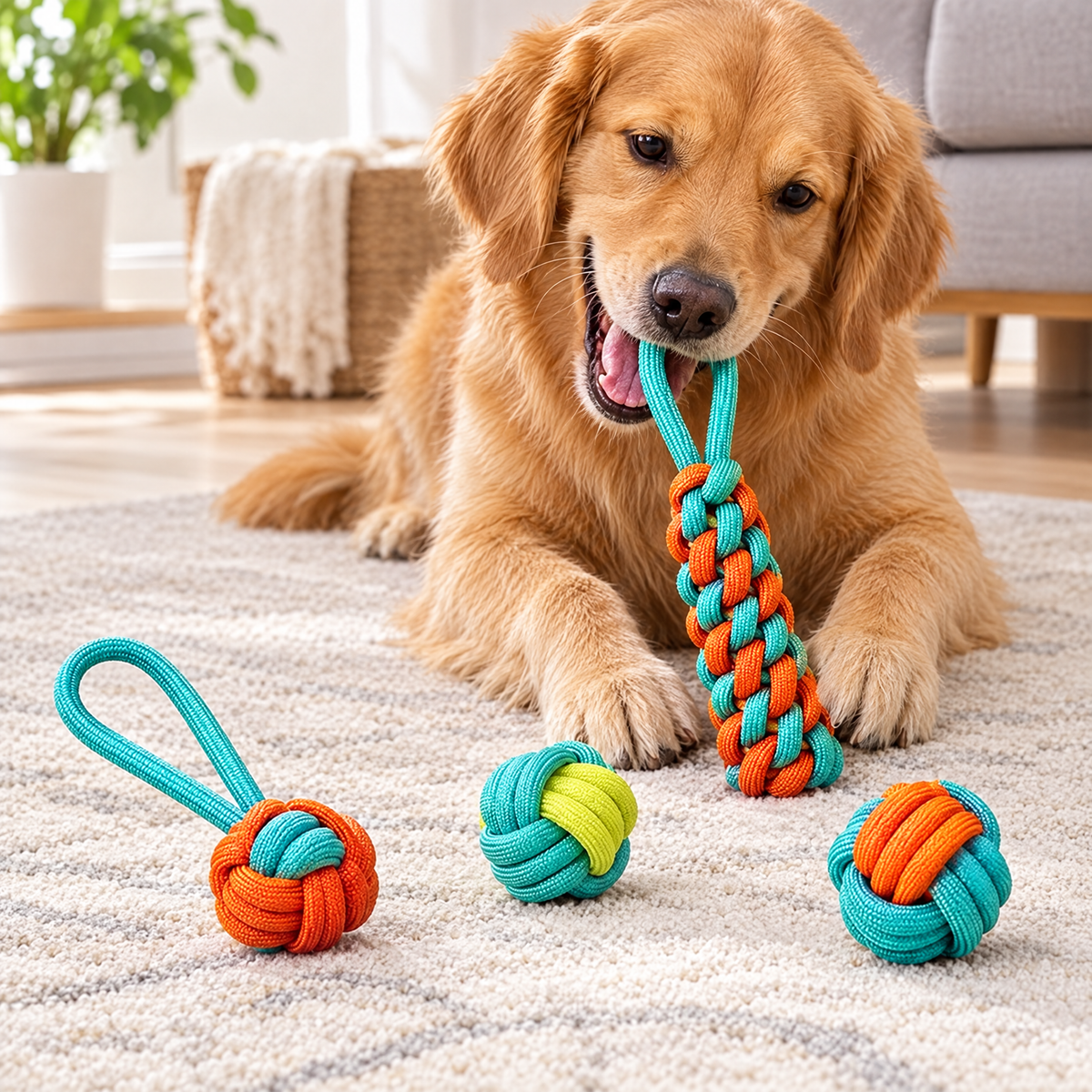 Cotton rope chew toy set – lifestyle photo 3