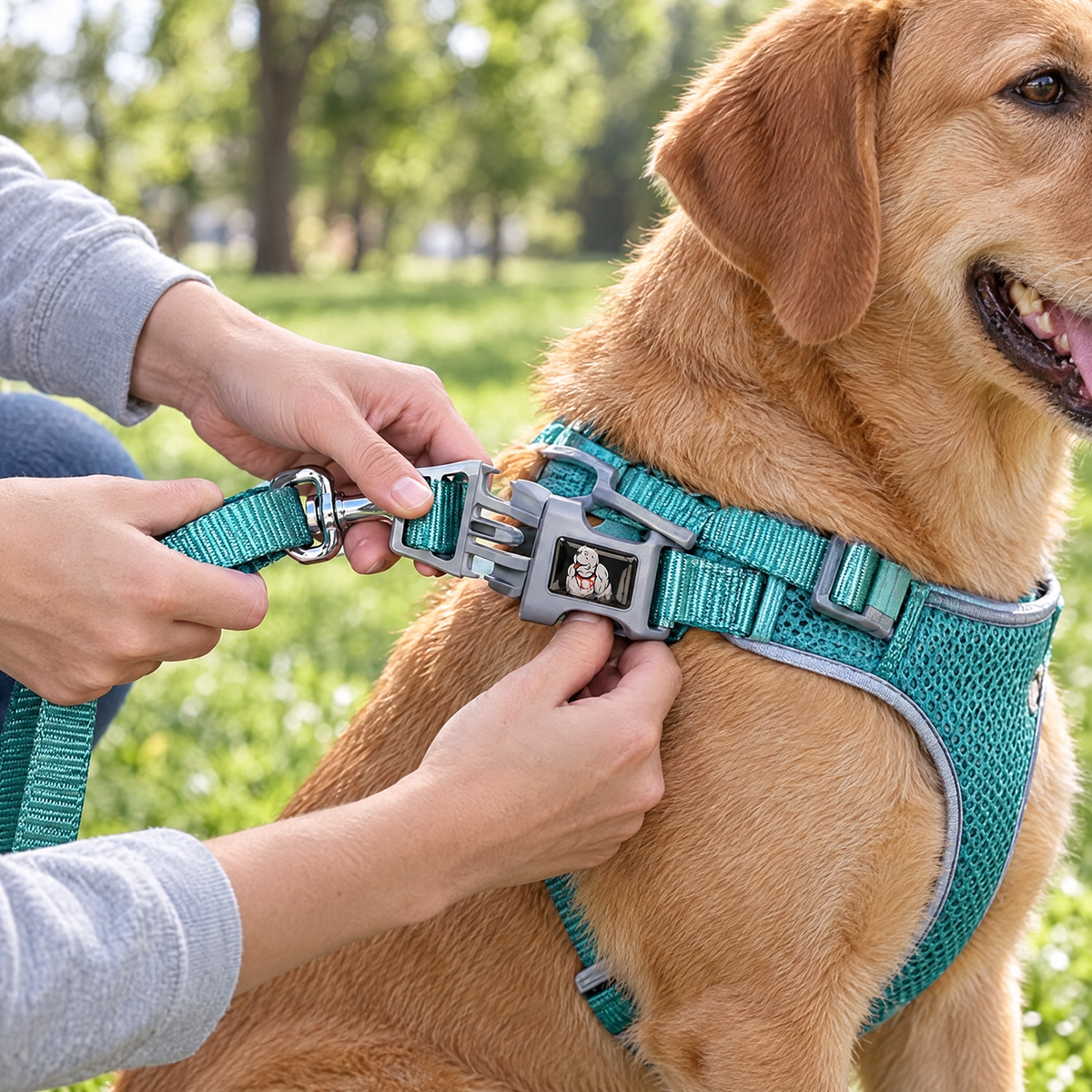 Reflective dog chest harness – lifestyle photo 2