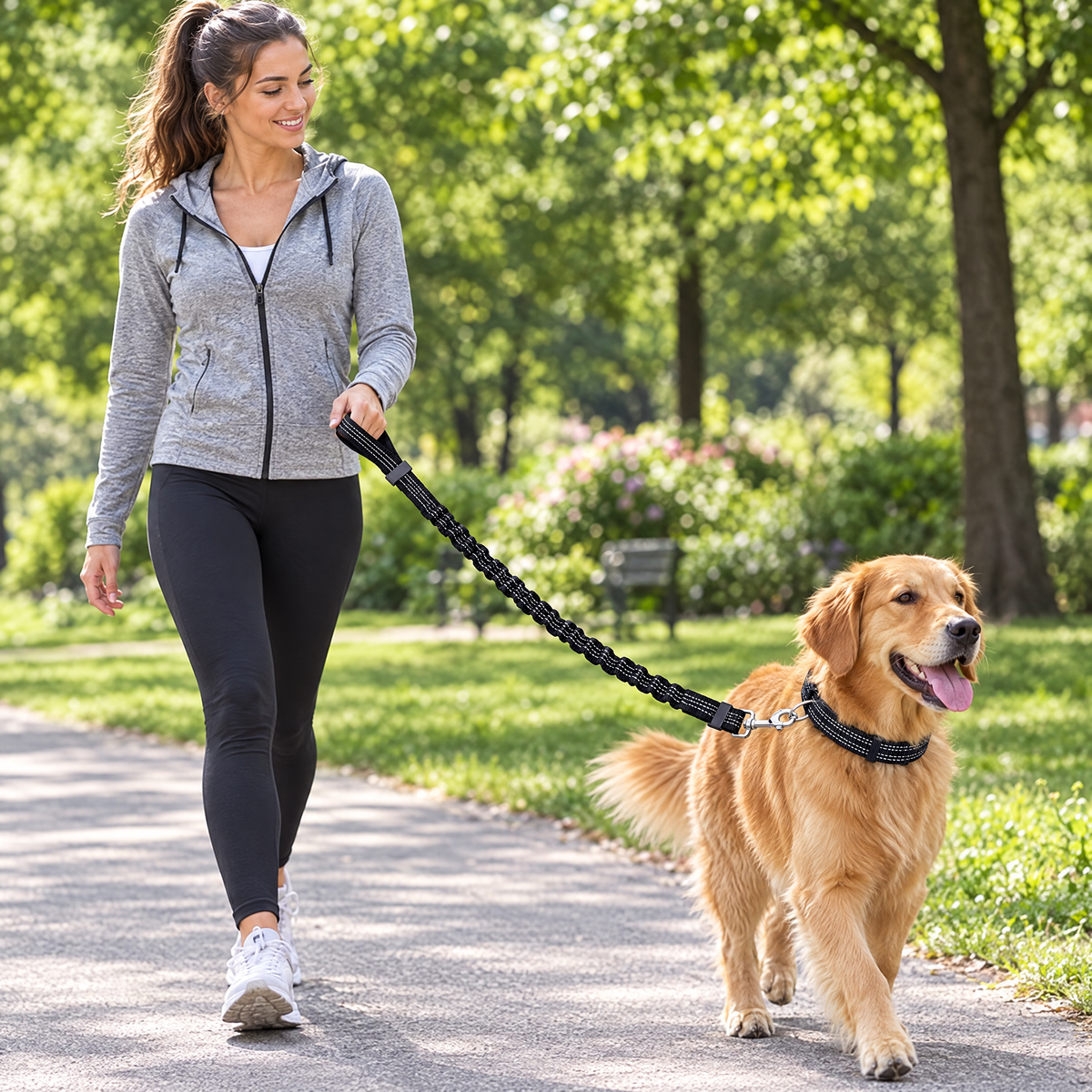 Reflective telescopic dog leash – lifestyle photo 1