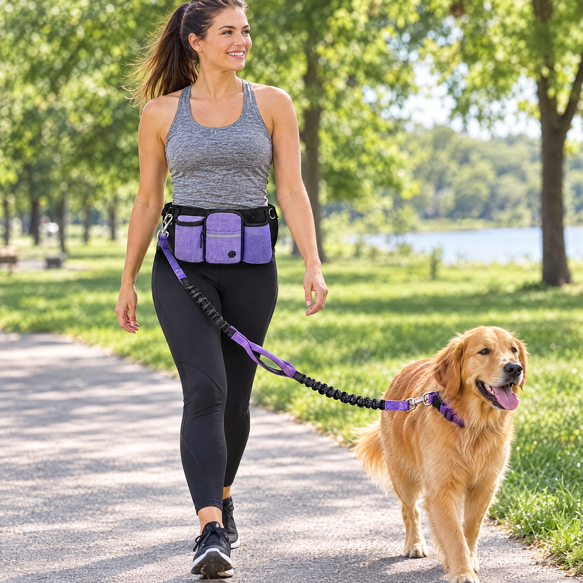 Training waist bag with leash – lifestyle photo 1