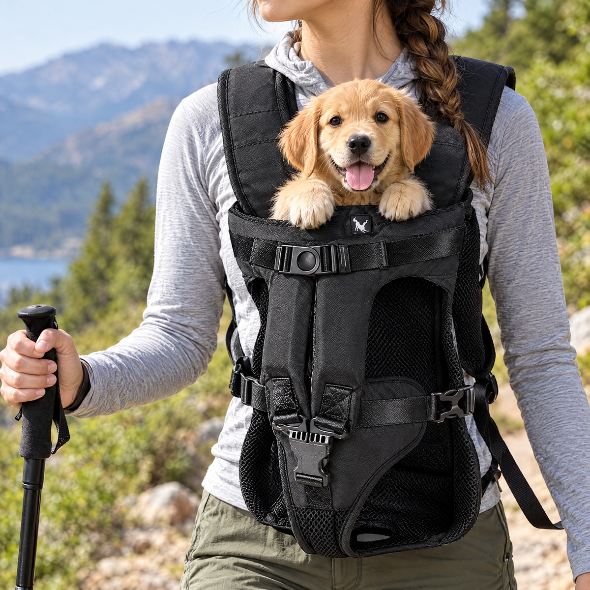 Hug-style chest pet carrier – lifestyle photo 3