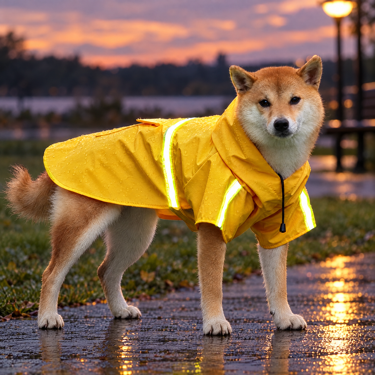 Hooded dog raincoat – lifestyle photo 3