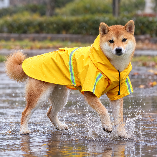 Hooded dog raincoat – lifestyle photo 2