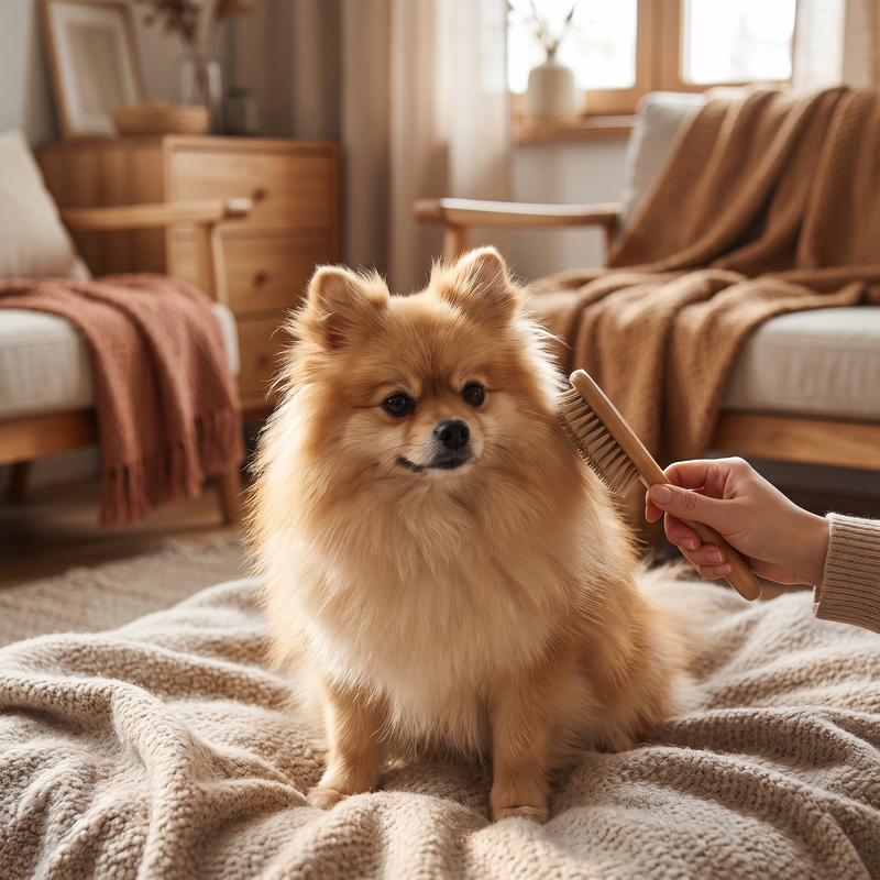Dog being brushed
